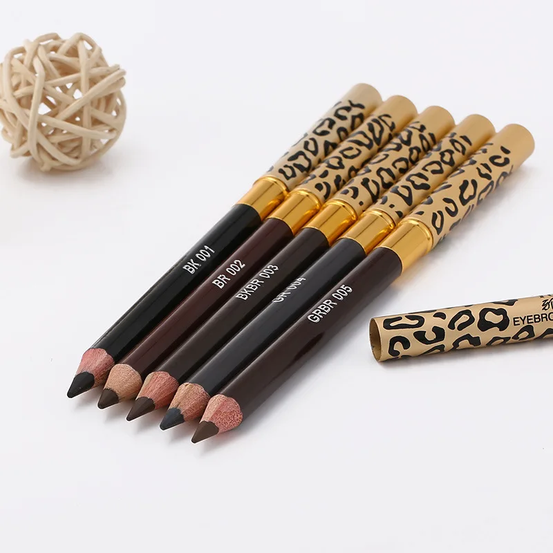 Private Label 5 Colors Double Head Eyebrow Pencil With Brush Long Lasting Waterproof Eye Brow Pencil