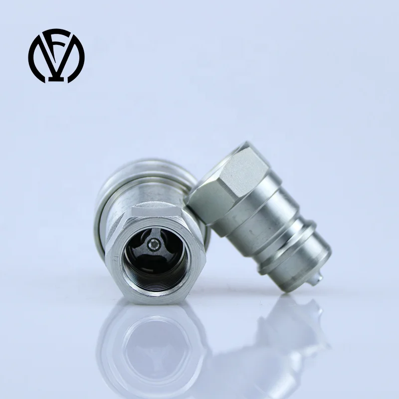 1/4" NPT ISO 7241-A Hydraulic Quick Connect Coupling – 2 Sets, Poppet Valve, Steel, 5000 PSI, Interchangeable With Parker, Faster, Dixon