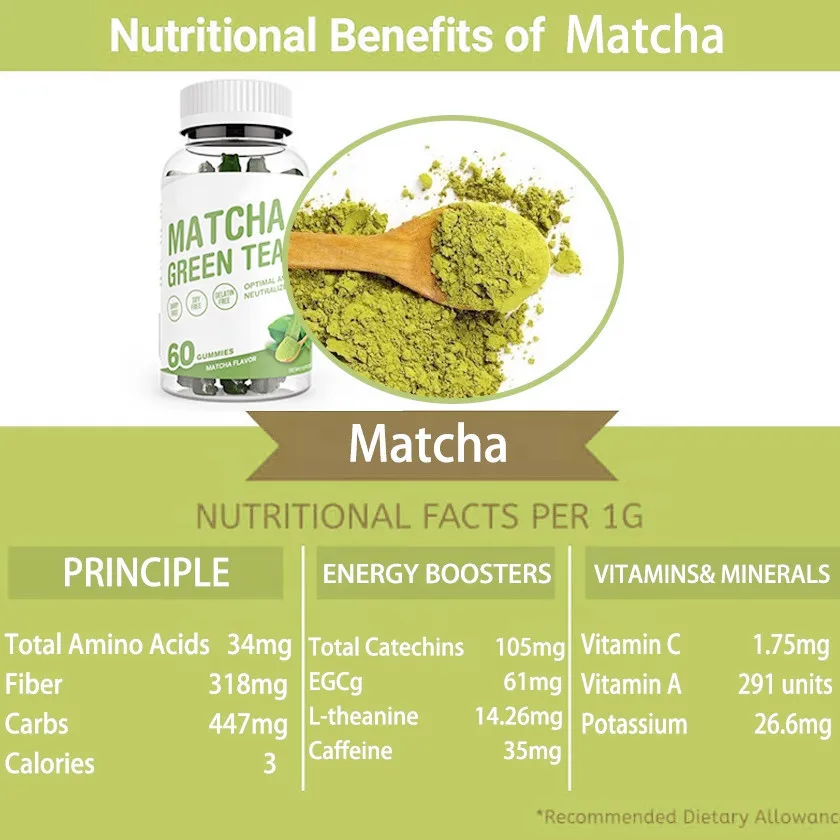Hot Selling Japan Matcha Gummy Green Tea Extract Gummies For Weight