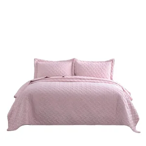 Custom Solid Color Quilted Microfiber Bedspread With Embroidery