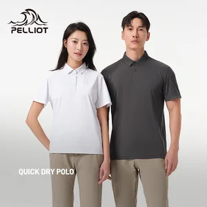 2026 Pelliot Outdoor Quick-Drying Men's Casual Polo Shirt Sports Breathable Stretch Short Sleeve Top Knitted Fabric