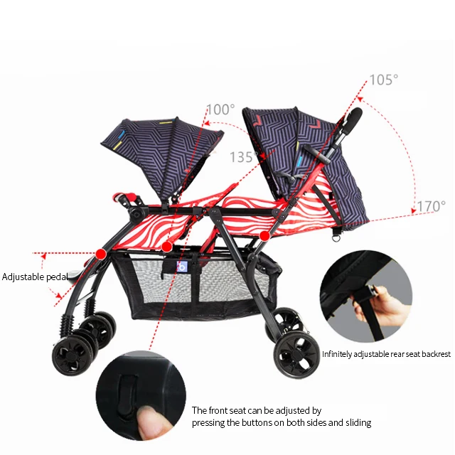 Brother Sister Twins Baby Pram Double Pushchair Tandem