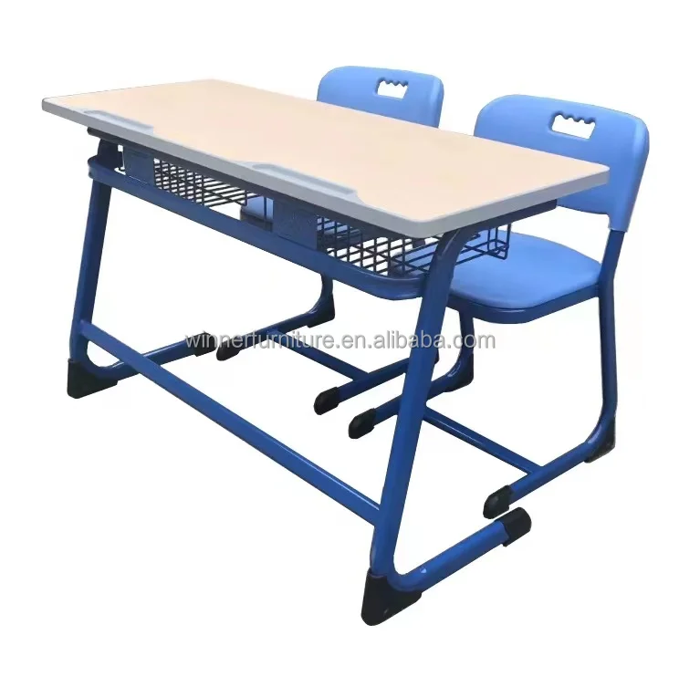 Factory Wholesale School Furniture Double Bench Student Desk And Chair