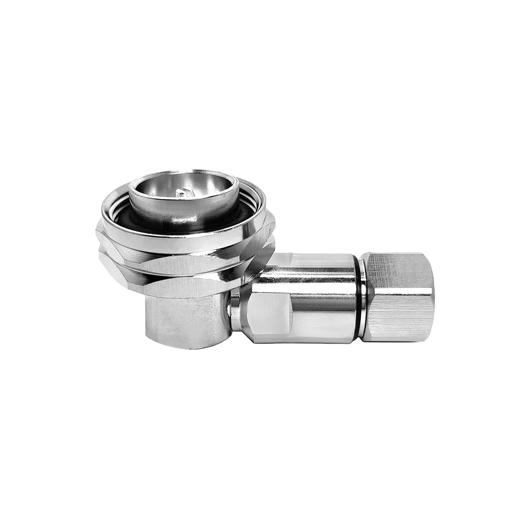 50 Ohm  7/16 DIN  RF Coaxial Male Plug Right Angle Clamp Elbow Connector for 1/2