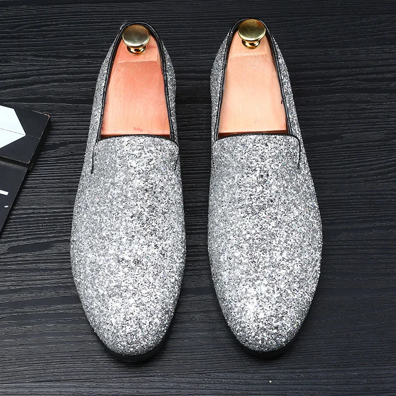 Gold Mens Shoes - Stylish Slip-Ons for Nightclub Parties Gold Mens Shoes - Stylish Slip-Ons for Nightclub Parties
