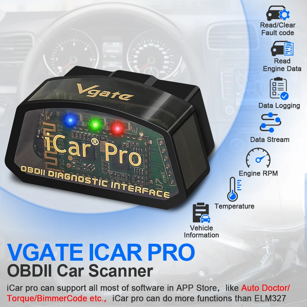 Lettore Codici Auto Bluetooth Elm327 Scanner Diagnostico Auto Vgate ICar Pro ELM327 &ndash; Bluetooth 4.0, Compatibile OBD2 Per Android E IOS Diagnostica Auto Android Ios