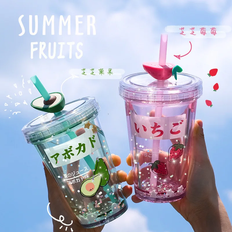 320ml/420ml Reusable Bubble Tea Cup Tumbler Portable Plastic Mug