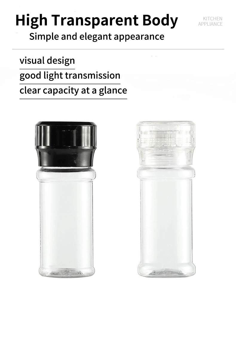 2021 Popular Sales Plastic Salt Grinder Bottle 80ml,Travel 100ml Salt