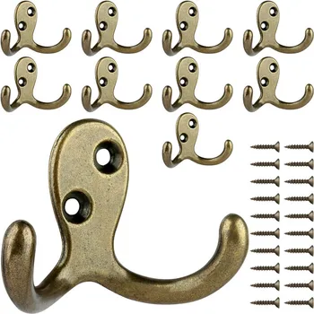 Double Prong Coat Hook Wall Mounted Screw Adhesive Modern Wall Hooks for Hanging Coat and Hat Towel Hangers