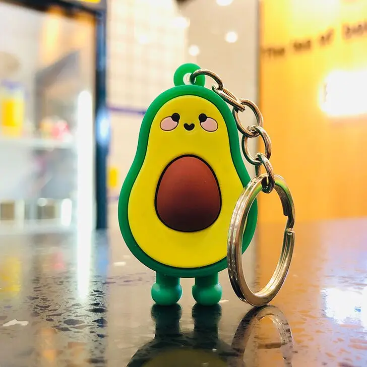 SC New Arrival Cartoon Keychain Colorful Silicone Keychain Various Fruits Cute Smile Avocado Keychain to My Son for Women Men