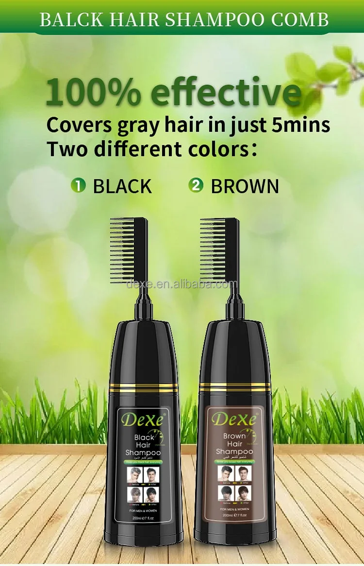 dexe subaru herbal black hair color dye shampoo comb 100% To Cover The White Hair 5 Minutes Fast Dye New Plant