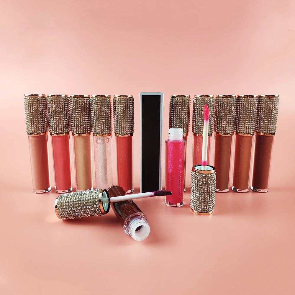 Cosmetics Private Label Lip Gloss Waterproof Diamond Lid Makeup DIY Lip Gloss