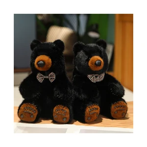 Custom Plush Doll Manufacturers Realistic Black Bear Stuffed Animal Simulation Bear Plush