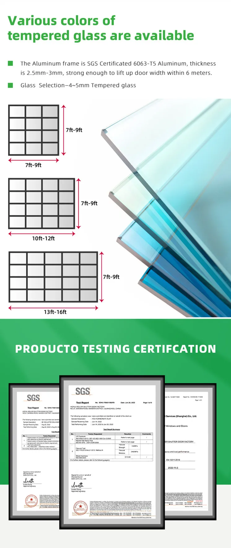 Modern Contemporary Flush Aluminum Garage Door With Glass Windows