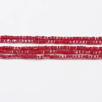 3mm Red Cube Shape Loose Crystal Glass Beads