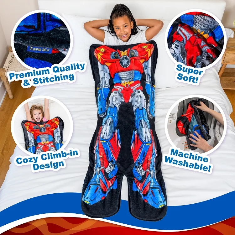 Commander Robot Cozy Fleece Wearable Blanket for Kids Bedding and Pajamas Kids' Gifts Comfortable Robot Toys Blanket