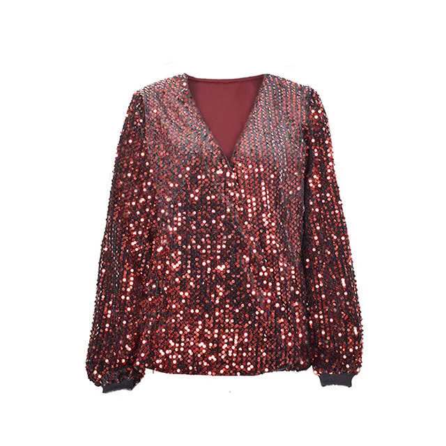 red sequin blouse