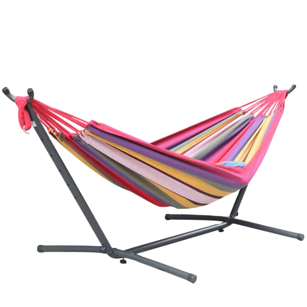 Outdoor Leisure Furniture Comfortable Garden Patio Camping Folding Steel Hammock Portable with Stand