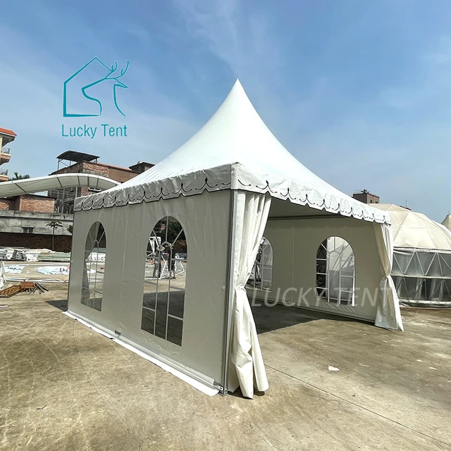 6x6m Block Out PVC Four Season Good Windload Tent Waterproof Pagoda Tent with Clear PVC Window