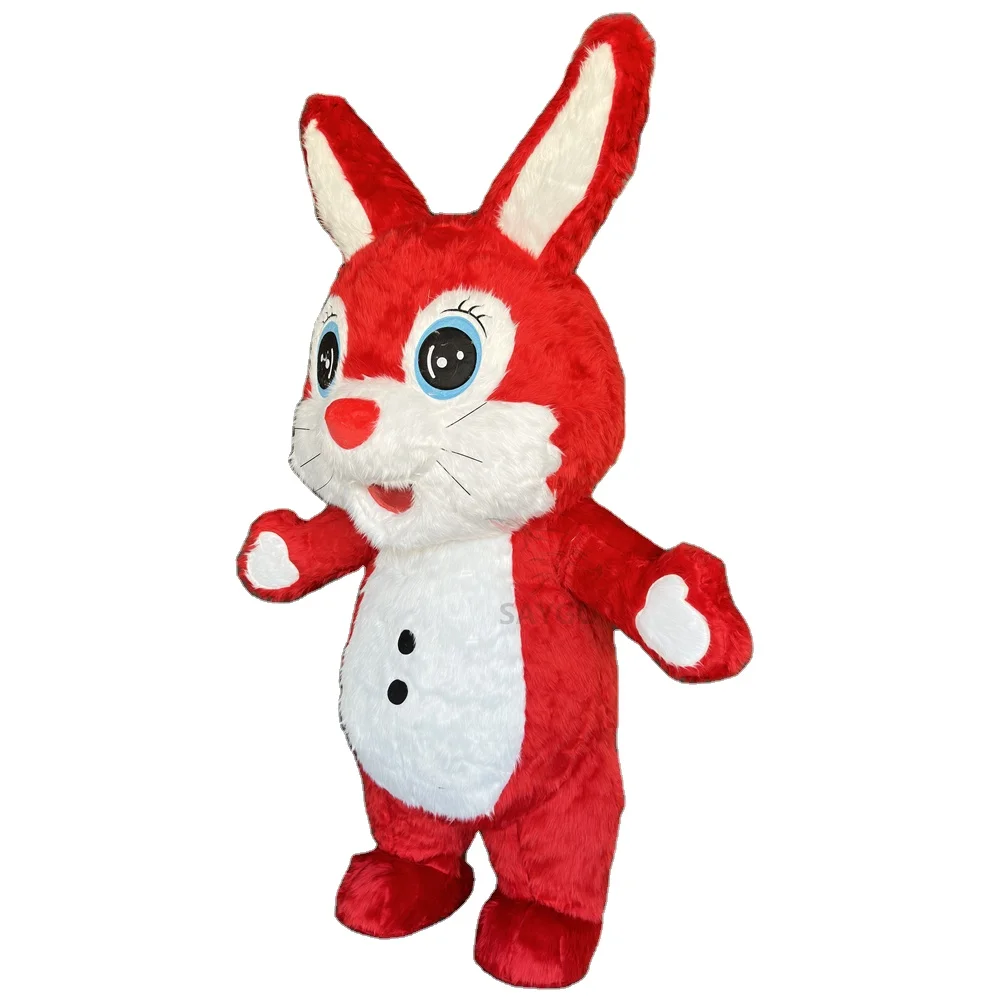 Stomach Buttons Dressing Short Eared Rabbit Bunny Mascot Costume Inflatable CE 2m Plush Bunny Mascots for Easter Walking
