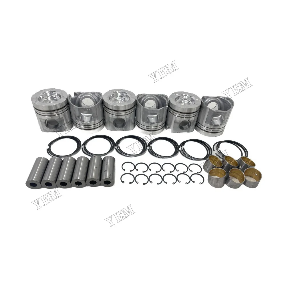 Cylinder Piston and Piston Ring Kit Compatible for Komatsu 6D125 Replacement Aftermarket Engine Spare Parts 5