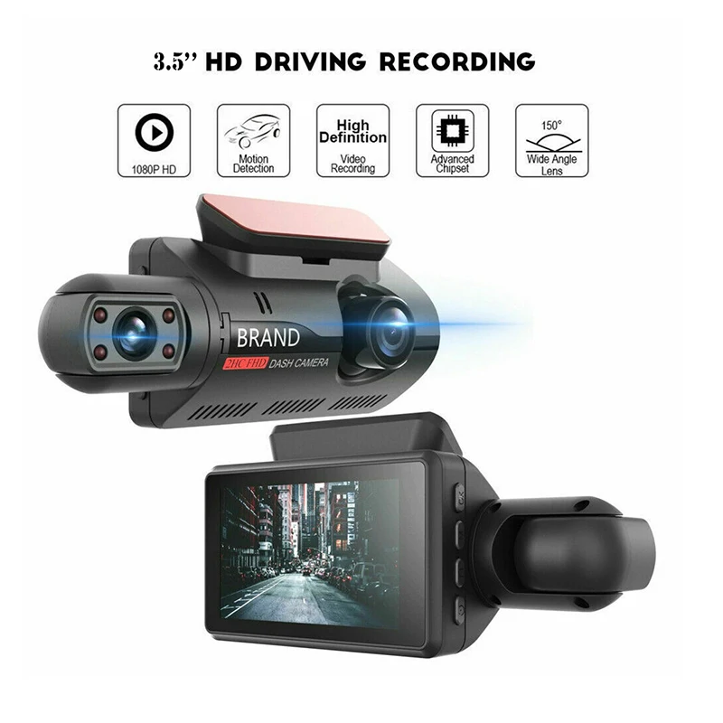 A68 3 inch 110 Degrees Car DVR 1080p HD Parking Monitoring Loop Recording Dash Cam Front Rear Dual Camera Driving Recorder