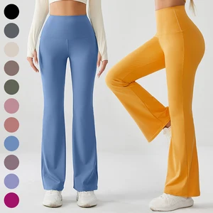 Seamless Hip Lift Yoga Bell-bottom Pants With Abdominal Compression High Waist Micro-stretch Casual Sports Pants
