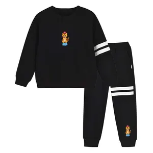 Customizable Wholesale 100% Cotton Blank Pullover Sweatshirts Kids Boys Casual Clothing Sets in Autumn