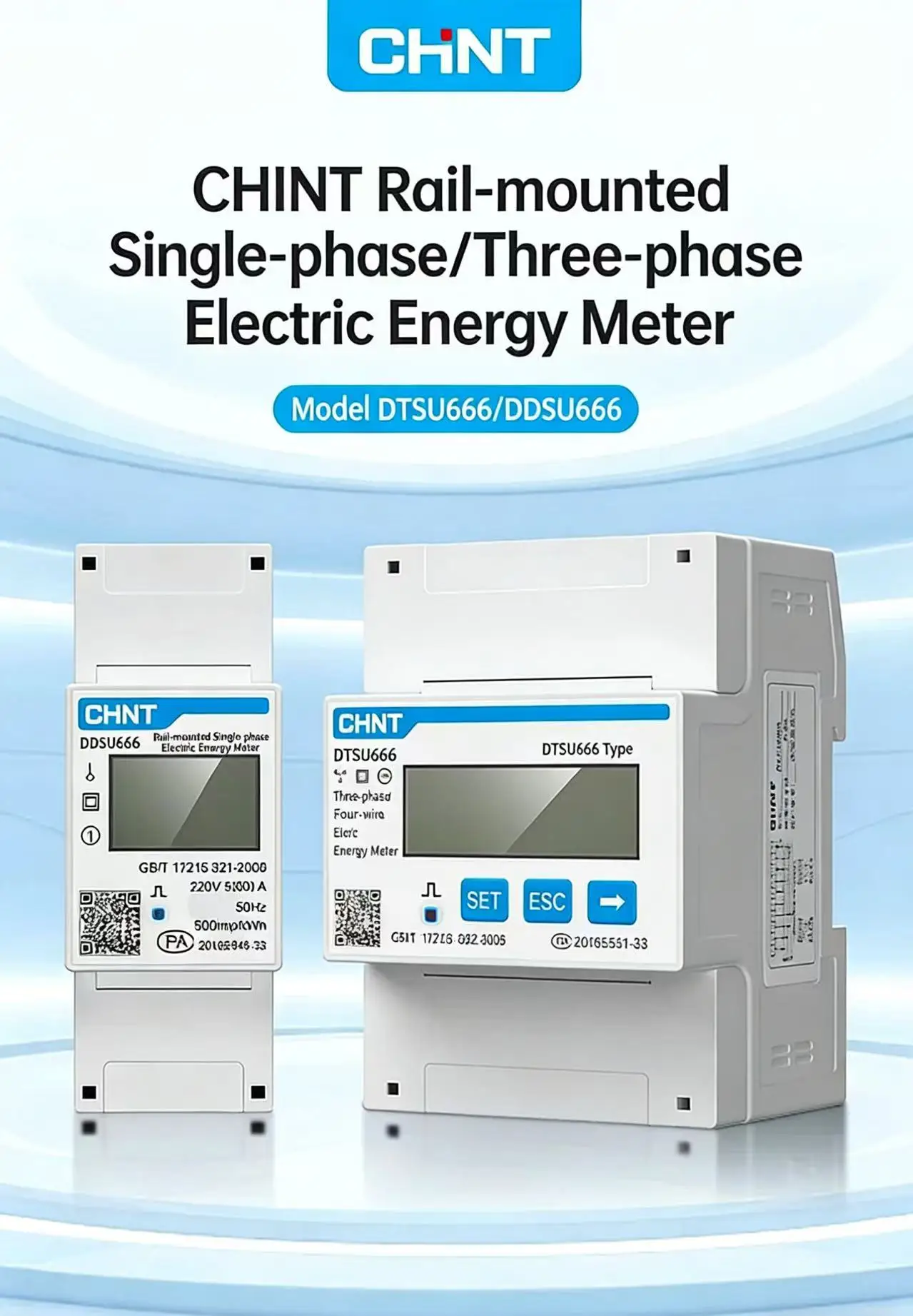 CHINT DTSU666 50HZ 400imp/kwh 3*220/380V 0.25-0.5(80)A/5(80)A Three ...