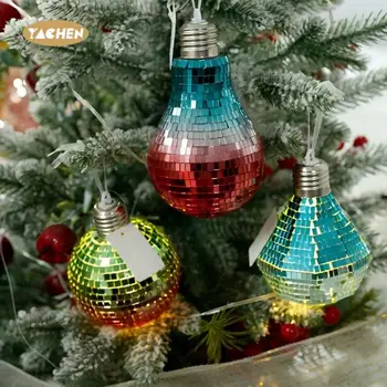 Yachen Gradient LED Disco Glass Foam Mirror Decorations Light Bulb Shaped Decor for Birthday Christmas Tree Party Suppliers