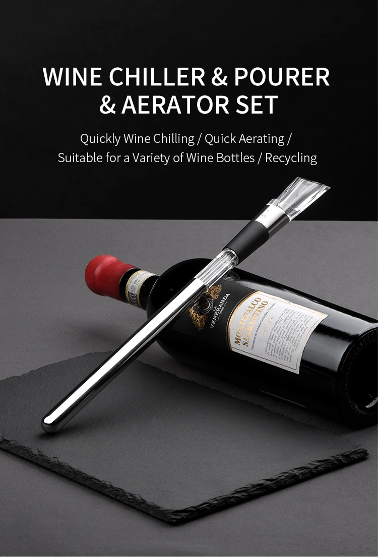 Eco-Friendly Food-Grade Stainless Steel Portable Wine Chiller for Pouring and Chilling Wine Bottles at Parties
