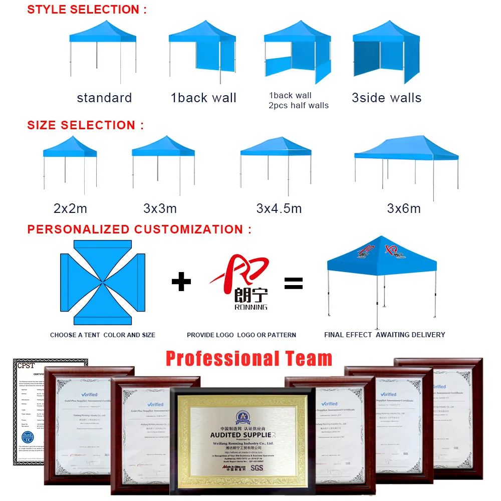 Popular Factory Free Sample Top Roof 10x10 Event Canopy Tent Carpa Para Camping for Outdoor Trade Show Tent for Sale