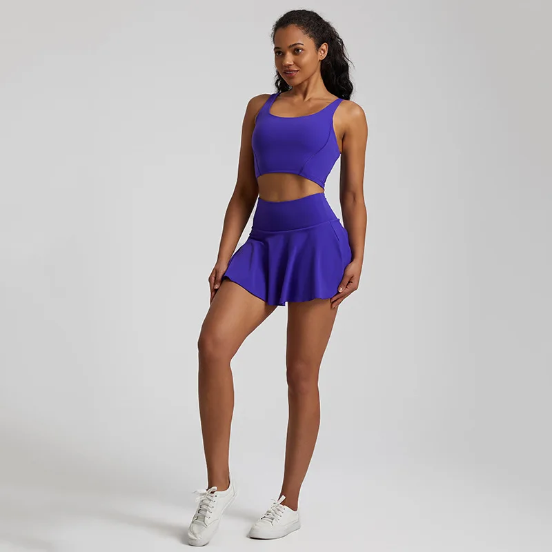 Workout Gym Sportswear Set Shockproof Yoga Bra And Skirt Running Training  Short Tennis Skirt 2 Piece Tennis Skirt Sets - Buy Tennis Skirts 2 Piece