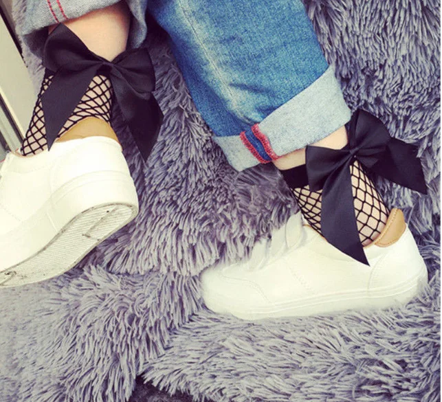 Baby Girls Kids Mesh Socks 2022 New Bow Fishnet Ankle High Socks Lace Fish Net Vintage Back Bow Short Sock Girl New Summer Wear