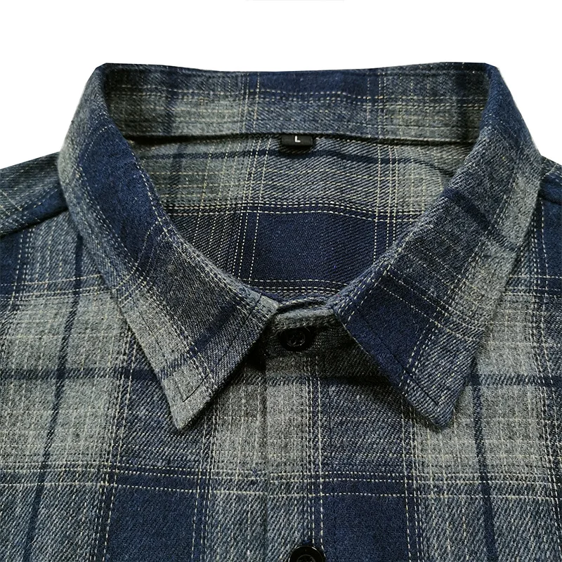 Wholesale high quality lapel Checked new style long sleeve casual shirts for men work shirt76_voghion.com