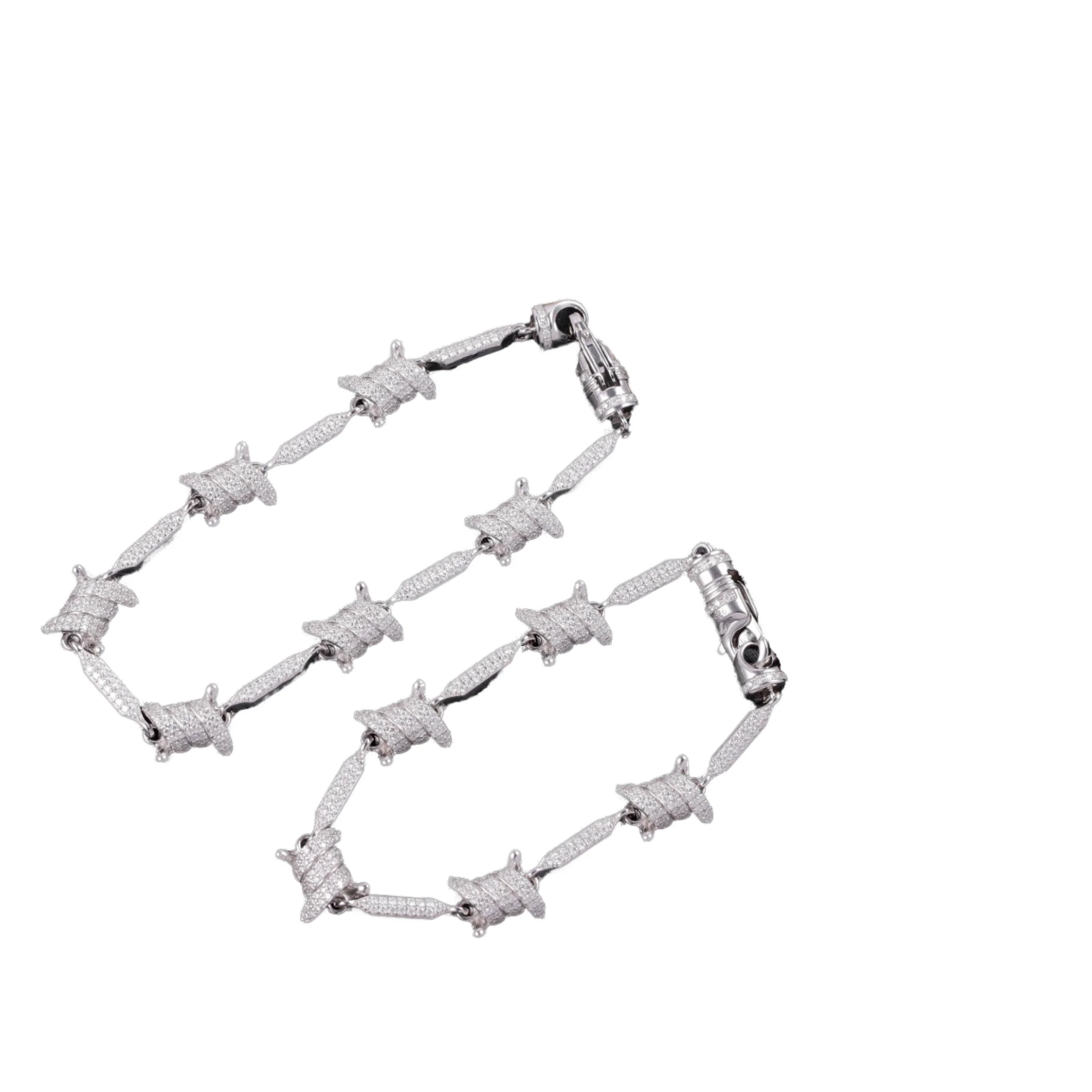 Yu Ying Design Sterling Silver Gold Plated Vvs Moissanite Charm Bracelet for Children's & Men's Hiphop Gift Jewelry
