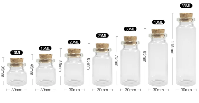 10 pieces 5ml/6ml/7ml/10ml/14ml/18ml/20ml/25ml/30ml Glass Bottles