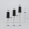 Transparent glass bottle + black fine print sprayer