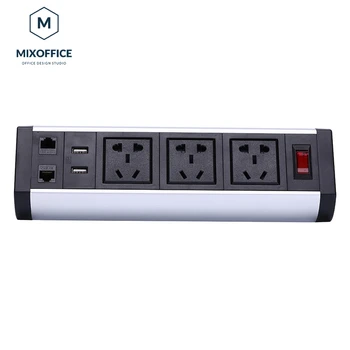 Hot Selling Professional Office Desk Power Socket 2 USB Customizable Configuration Desk Clips Power Board Conference Socket