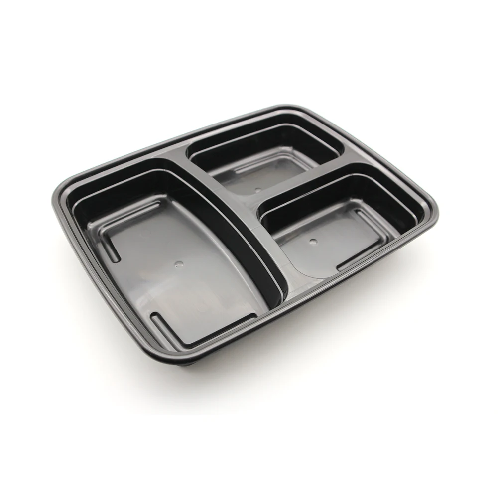 Reusable Fast Food Container American Disposable Microwaveable Lunch Box With 3 Compartment