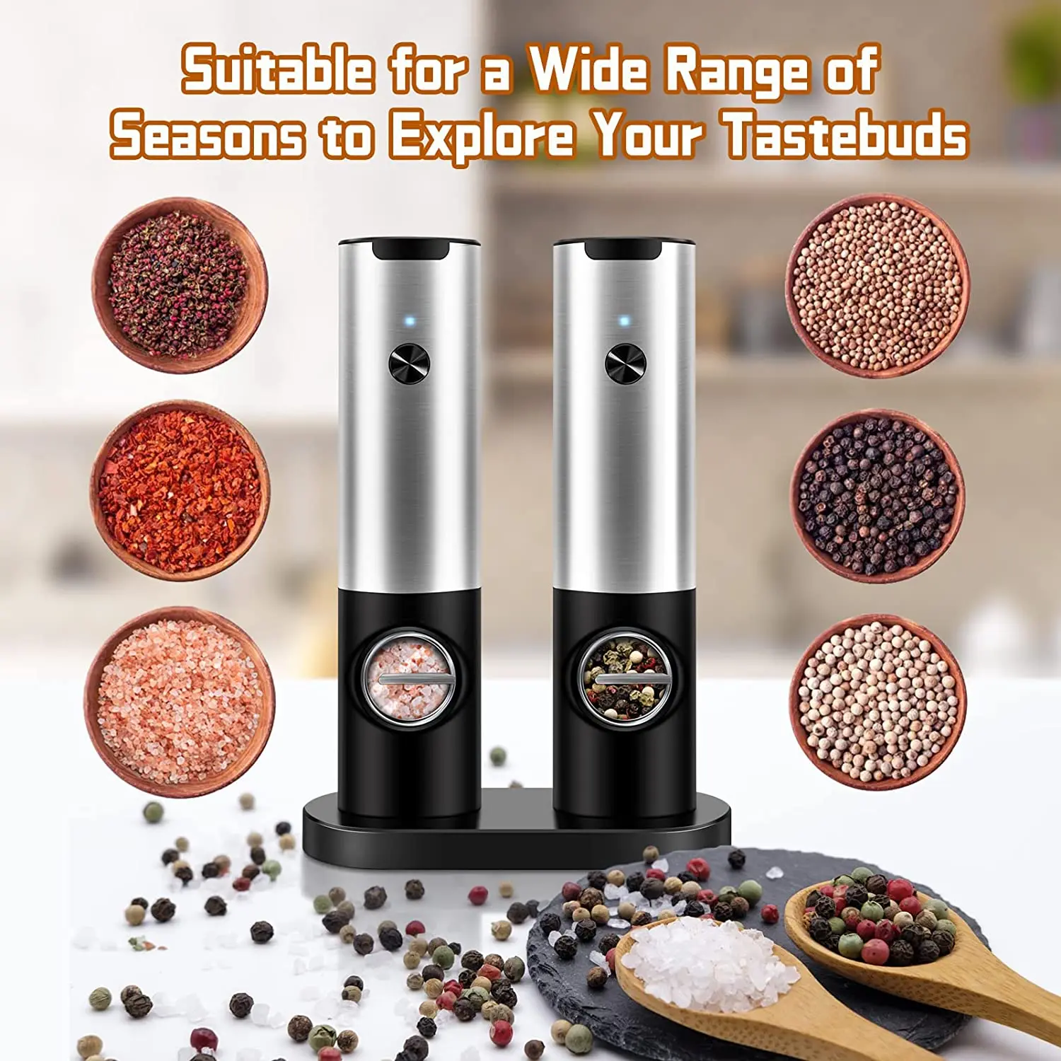 Hot Selling Electric Pepper Grinders Automatic Rechargeable Salt And