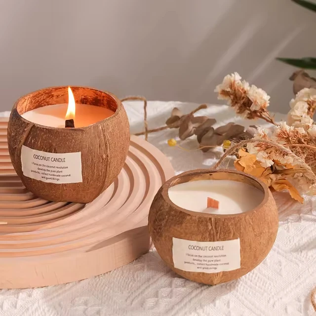 30-Hour Soy Scented Candle Coconut Shell Patch Practical Home Bedroom Decoration for Birthday Festivals Holidays for Bars Gift