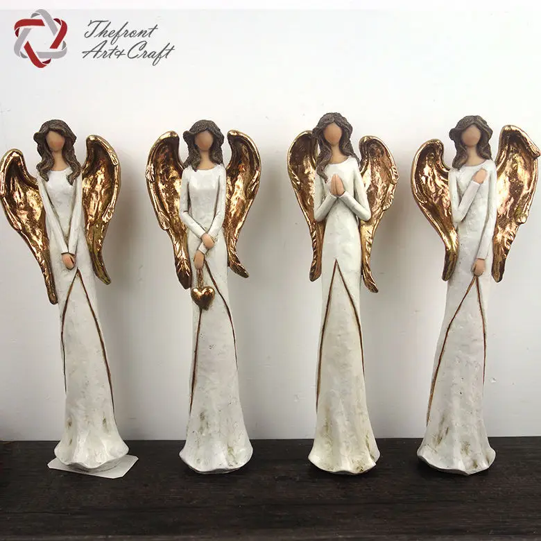 Wholesale Resin Polyresin Ornaments Golden Wing Angel Figurine With