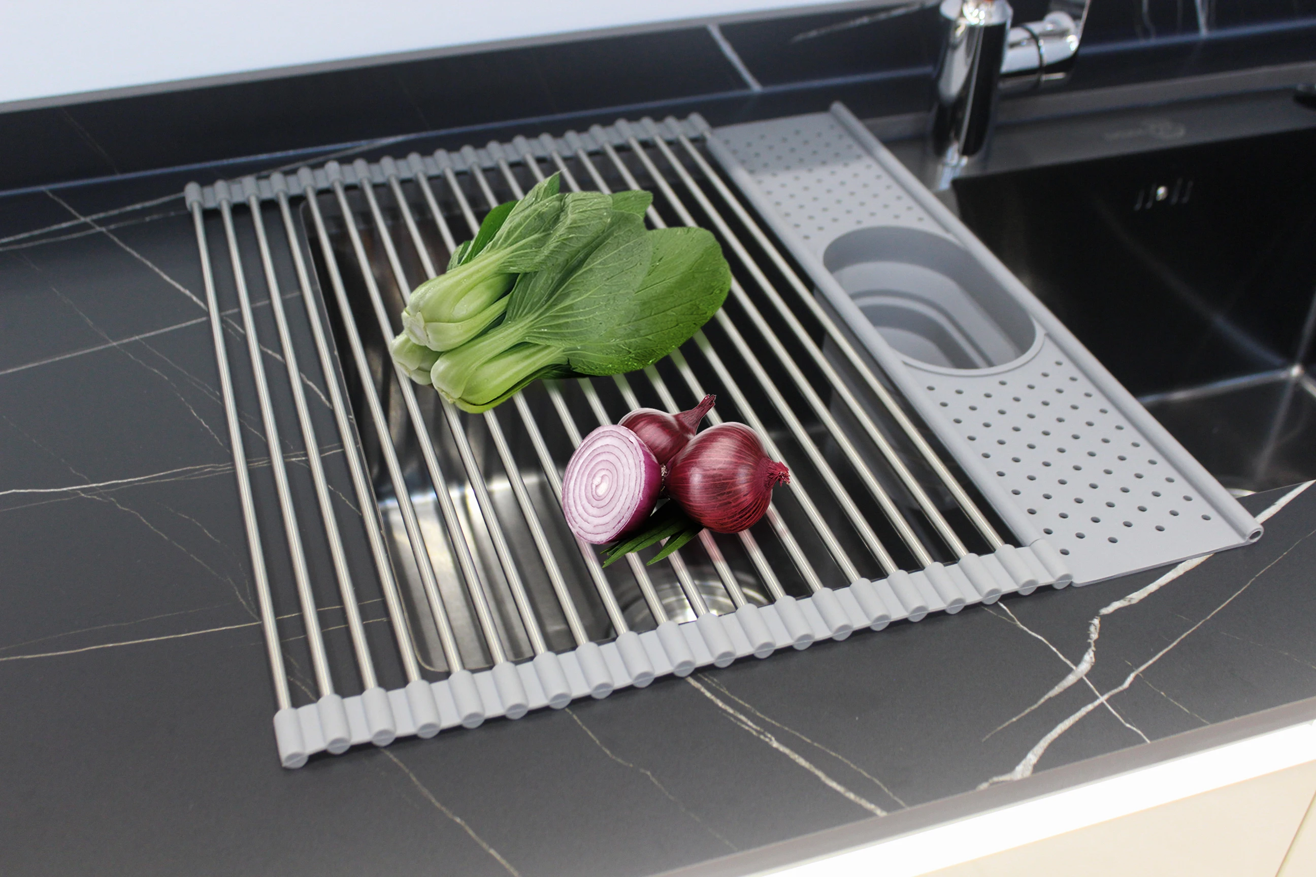 Multipurpose Roll up Dish Drying Rack Over the Sink, Foldable ...