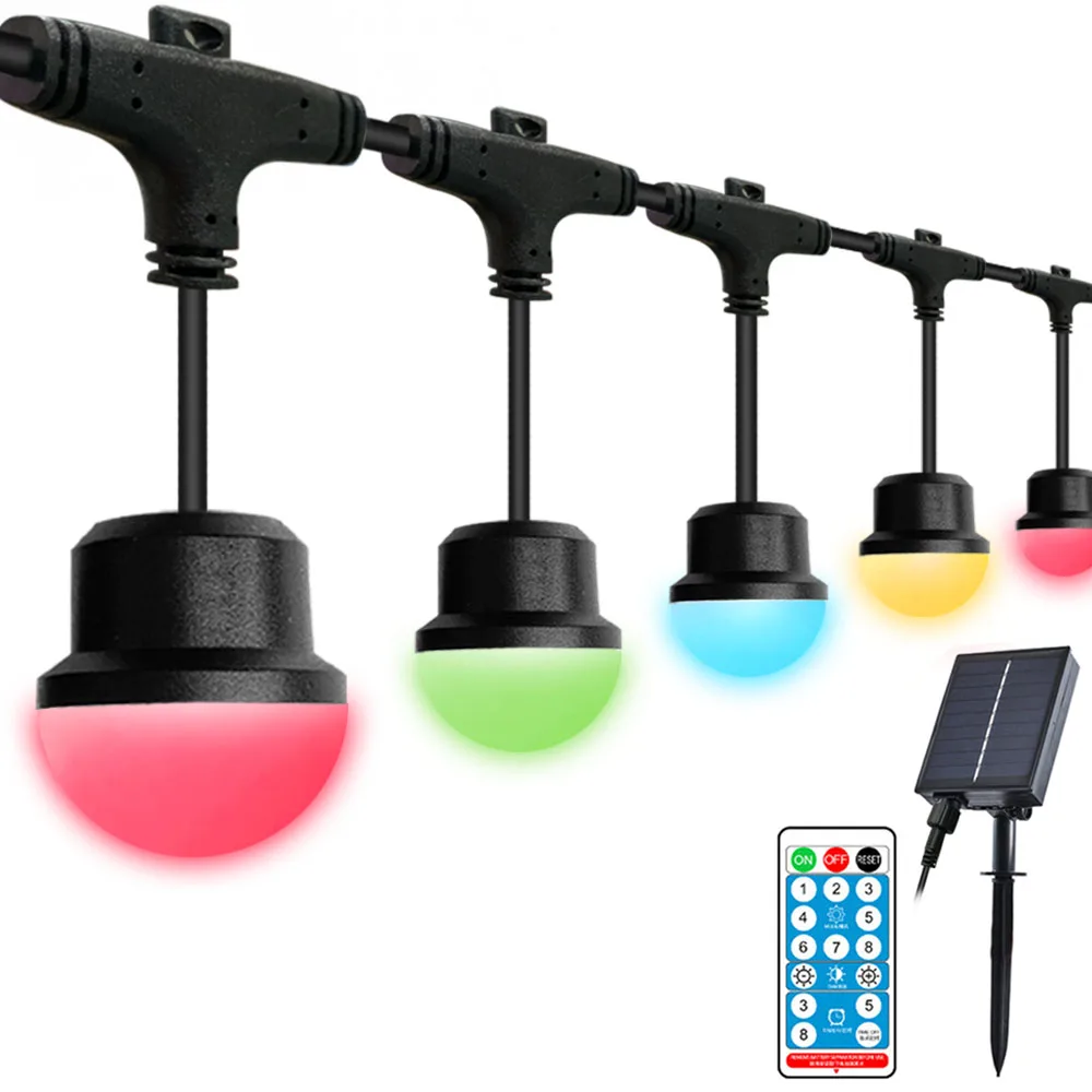 Factory Supply Solar LED Light Strings 5M Solar Festoon Light Remote IP65 Waterproof Patio Solar Fairy Outdoor LED String Lights