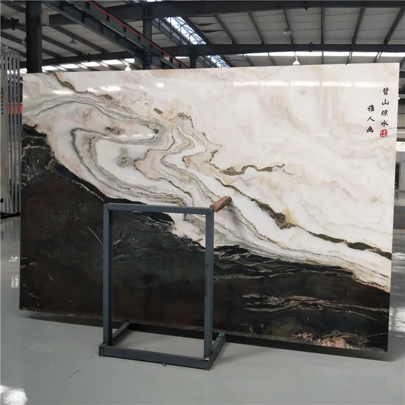 product new design landscape painting chinese white marble slab for villa hotel indoor wall background tiles decoration-3