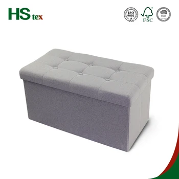 HStex Custom Ottoman Modern Furniture Sofa Set Fabric Stool Gray Folding Storage Stool Pouf with 6 Buttons