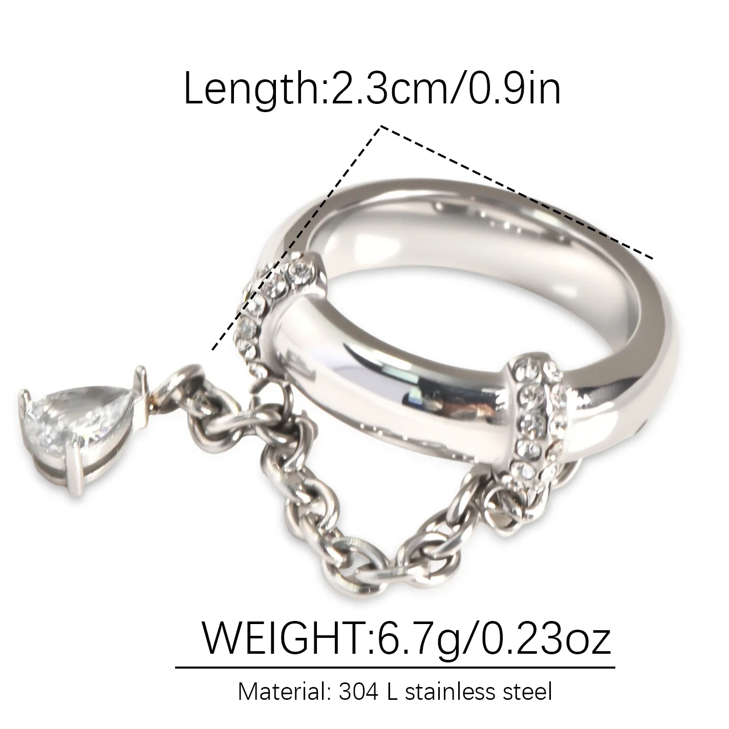 YF8086 Premium Feeling Zircon Chain Ring Water Drop Pendant Design 18K Gold Plated Water aperçu 7