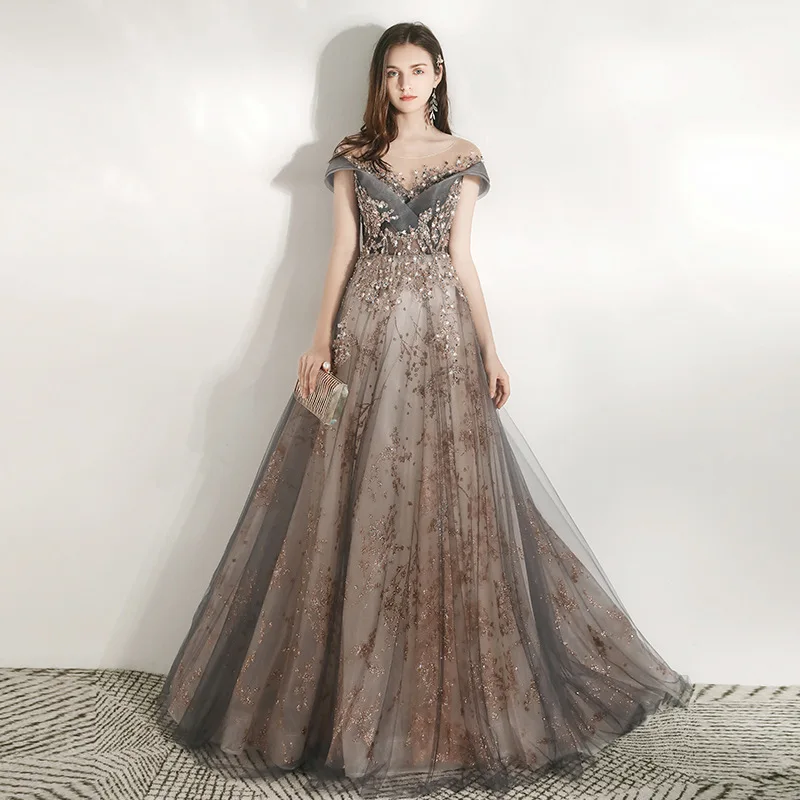 chinese dress ladies Deep V Neck Sequin Prom Dresses Mermaid Long Formal Dress
