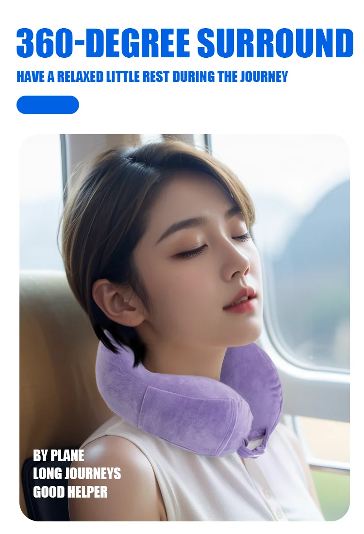Custom Luxury Memory Foam Neck Travel Pillow Washable U Shaped Neck Pillow